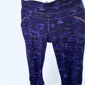Athleta Purple and black  athletic capri leggings with pocket #activewear s